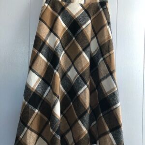 Plaid A-Line Flannel Skirt in Brown and Black